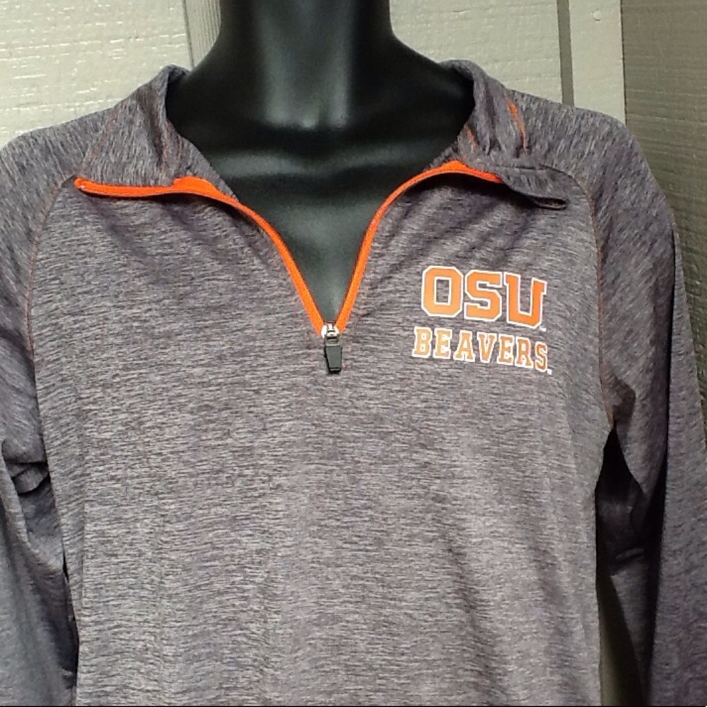 Oregon State 1/4 Zip Grey and Orange Pullover